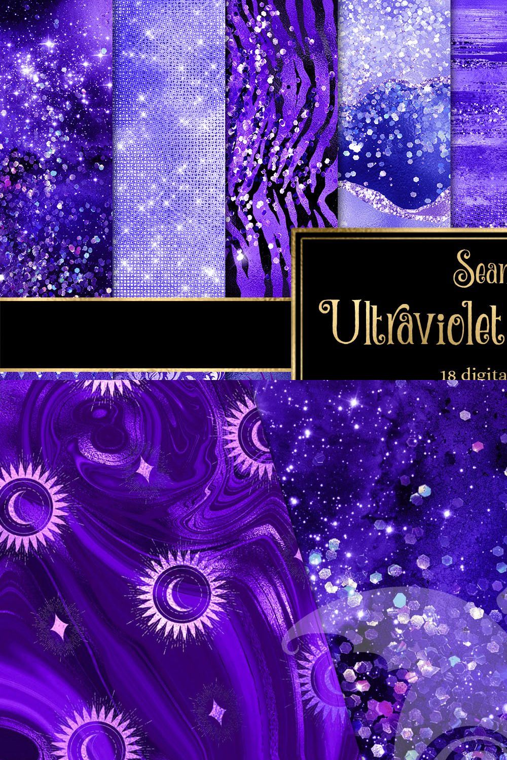 Ultraviolet Shimmer Digital Paper pinterest preview image.