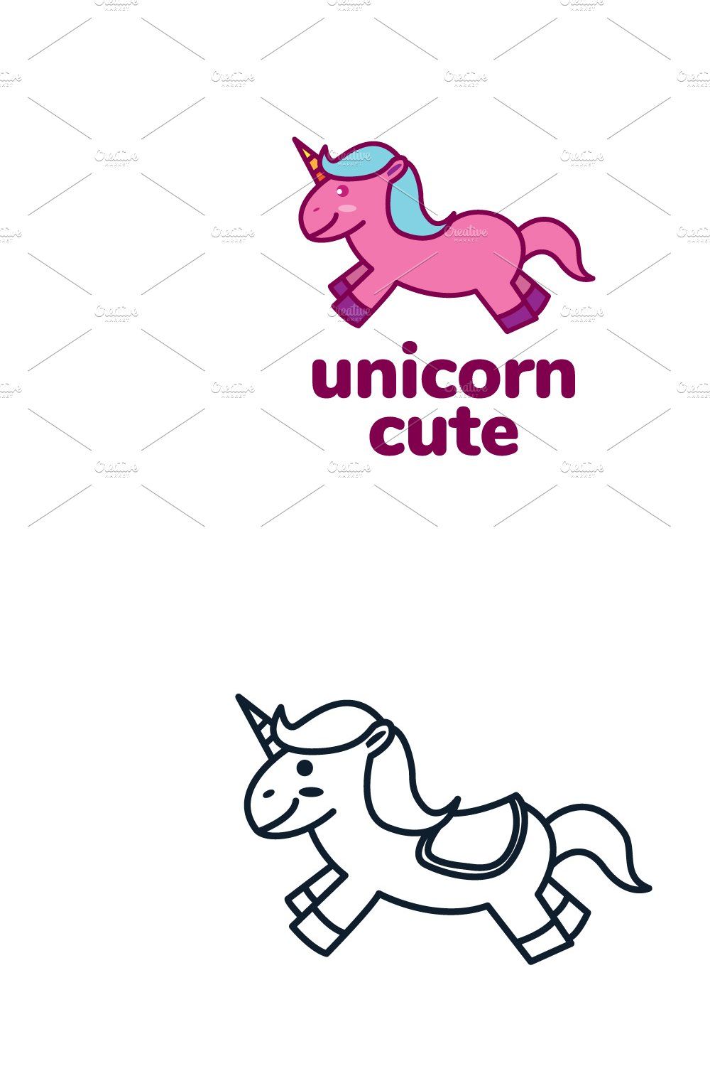 unicorn or horse  cute cartoon jump pinterest preview image.