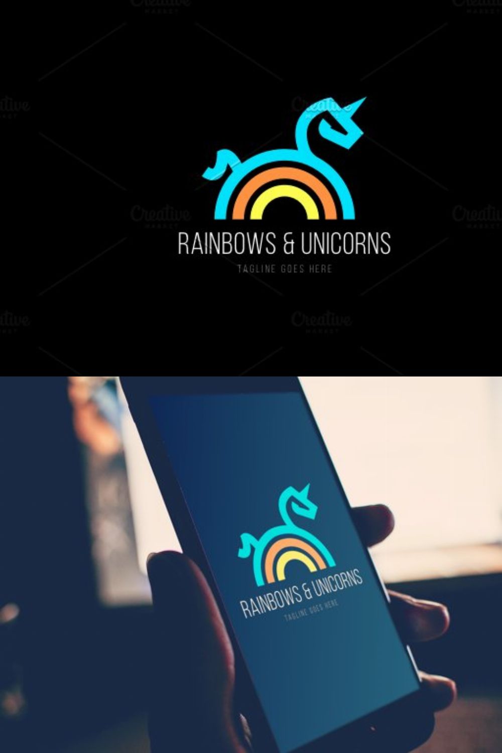 Unicorn Rainbow logo pinterest preview image.