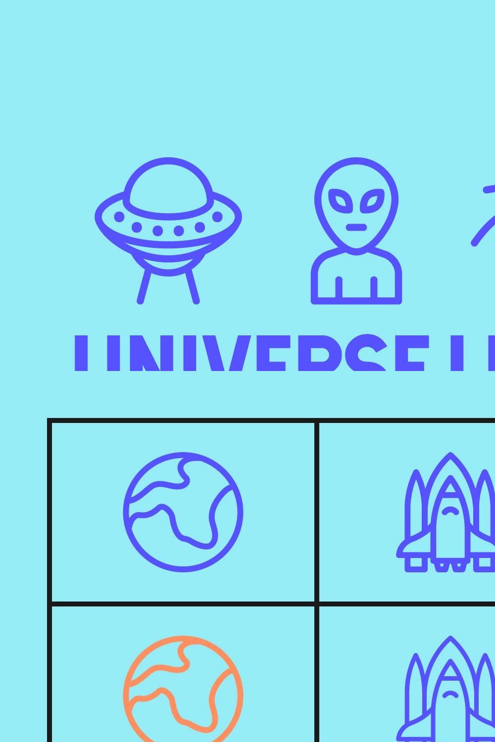 Universe Line Icons pinterest preview image.