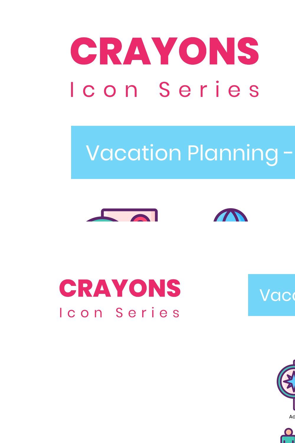 Vacation Planning - Adventure Icons pinterest preview image.