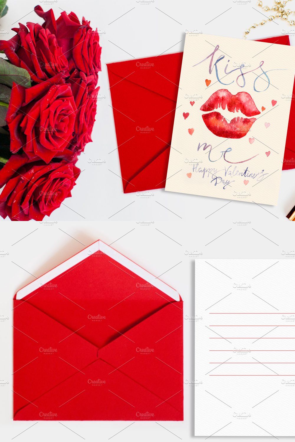 Valentine's day lettering card pinterest preview image.