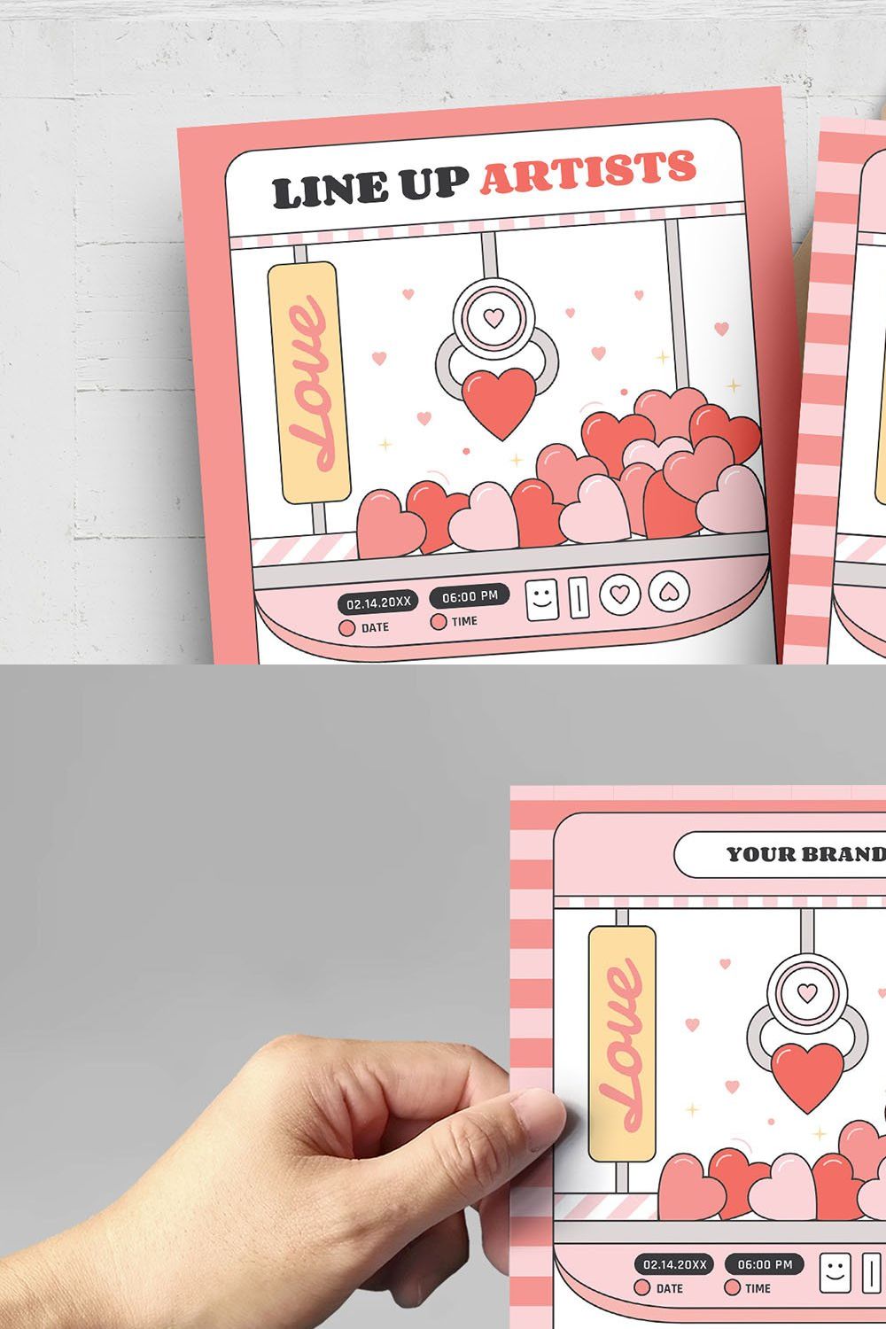 Valentine's Day Retro Arcade Concept pinterest preview image.