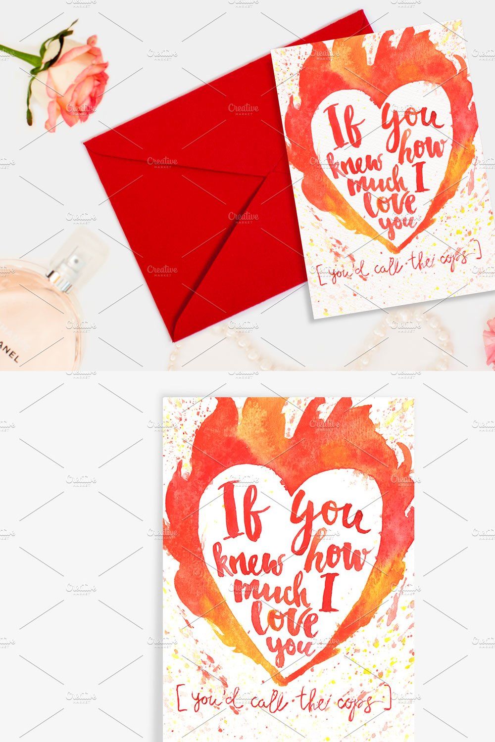 Valentine's day romantic card pinterest preview image.