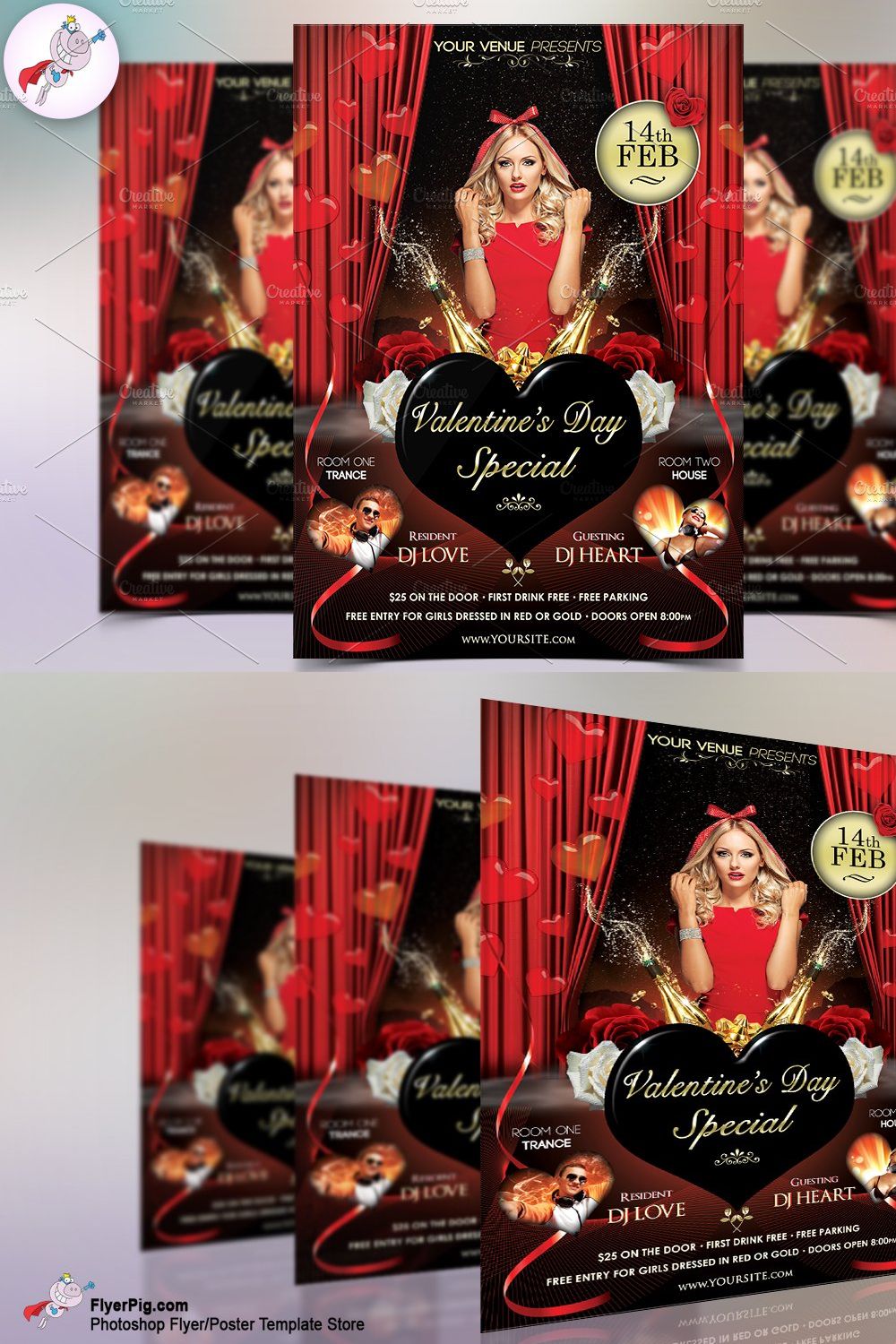 Valentine's Day Special Flyer pinterest preview image.