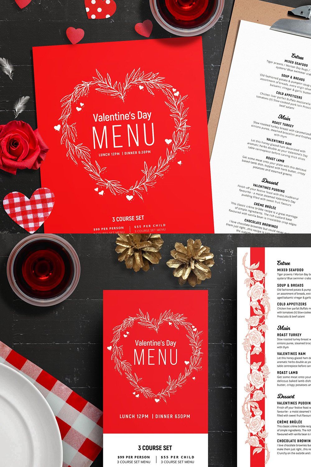 Valentines Menu Template Vol.2 pinterest preview image.