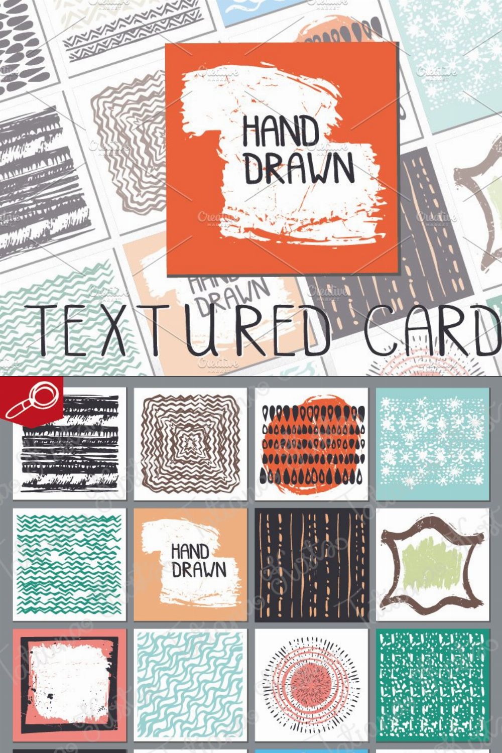 Vector Creative textures.Hand Drawn pinterest preview image.