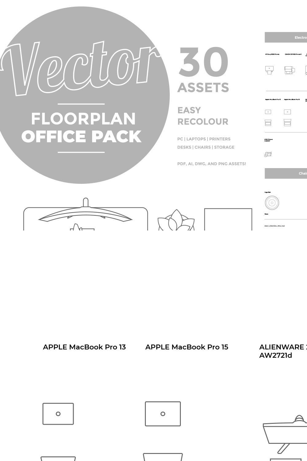 Vector Floorplan Office Furniture pinterest preview image.