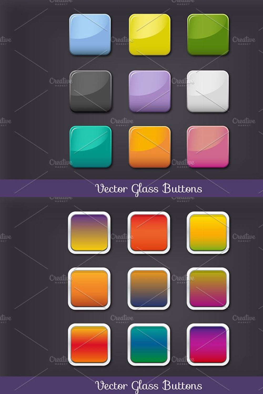 Vector glass buttons pinterest preview image.