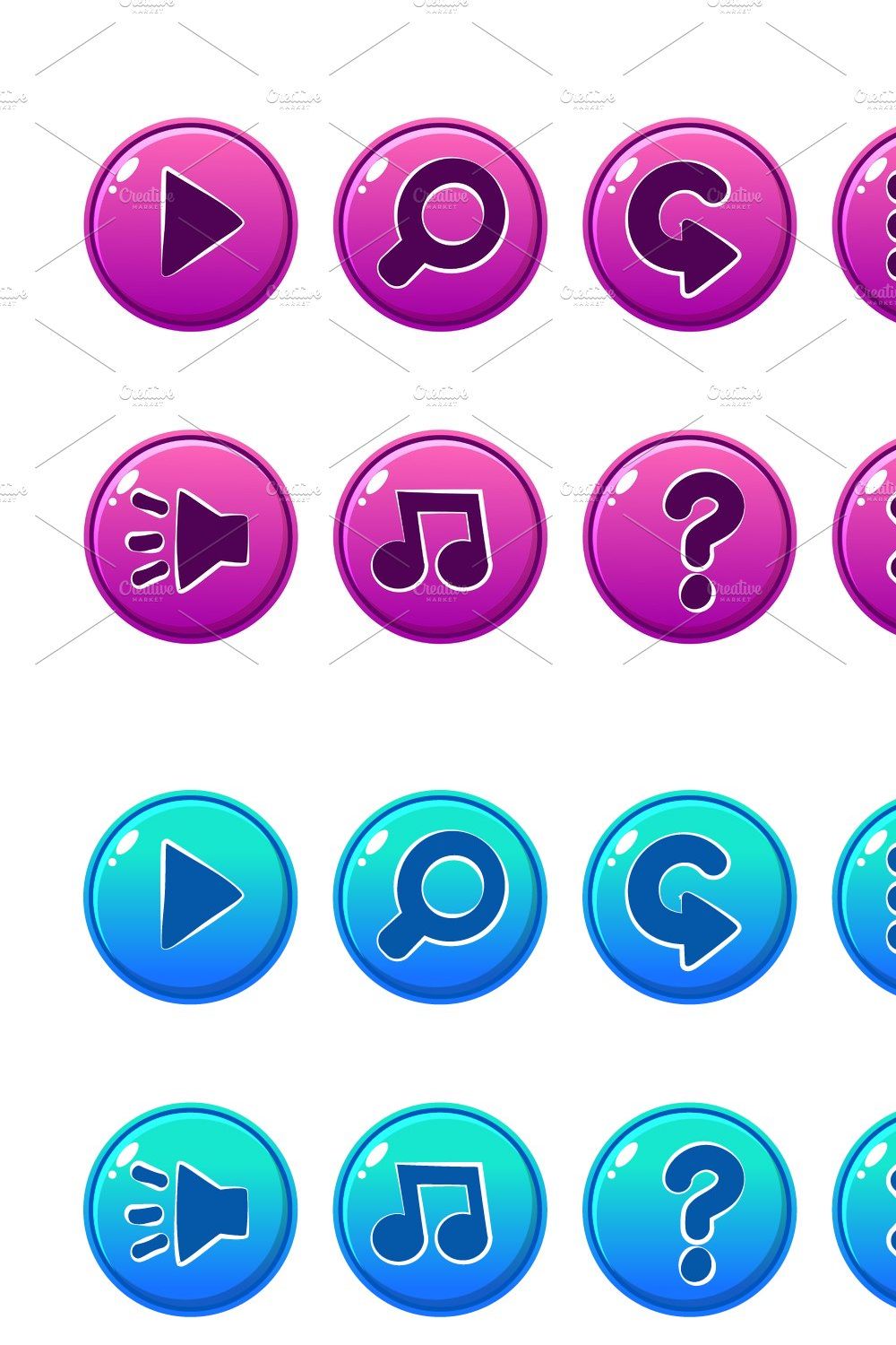 Vector Glossy Buttons for Ui Game pinterest preview image.