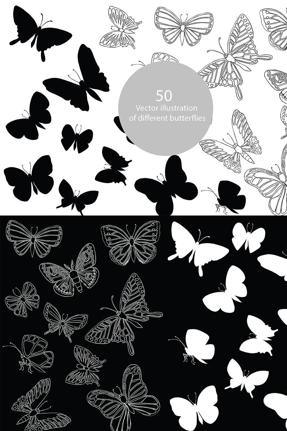Vector illustration of butterflies pinterest preview image.
