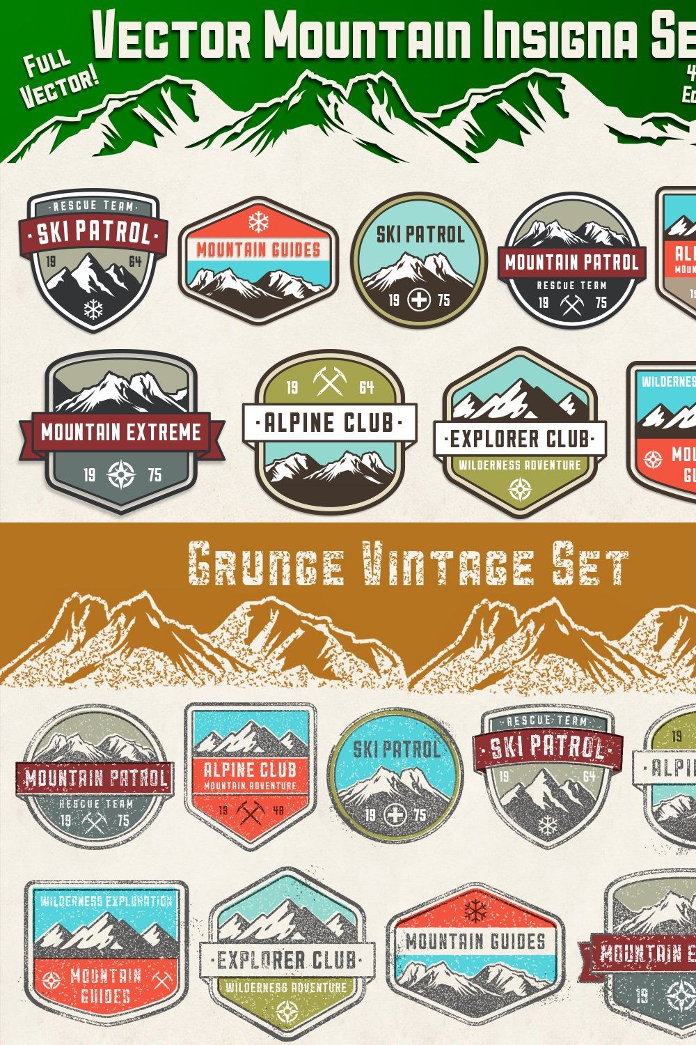 Vector Mountain Insignia Set pinterest preview image.