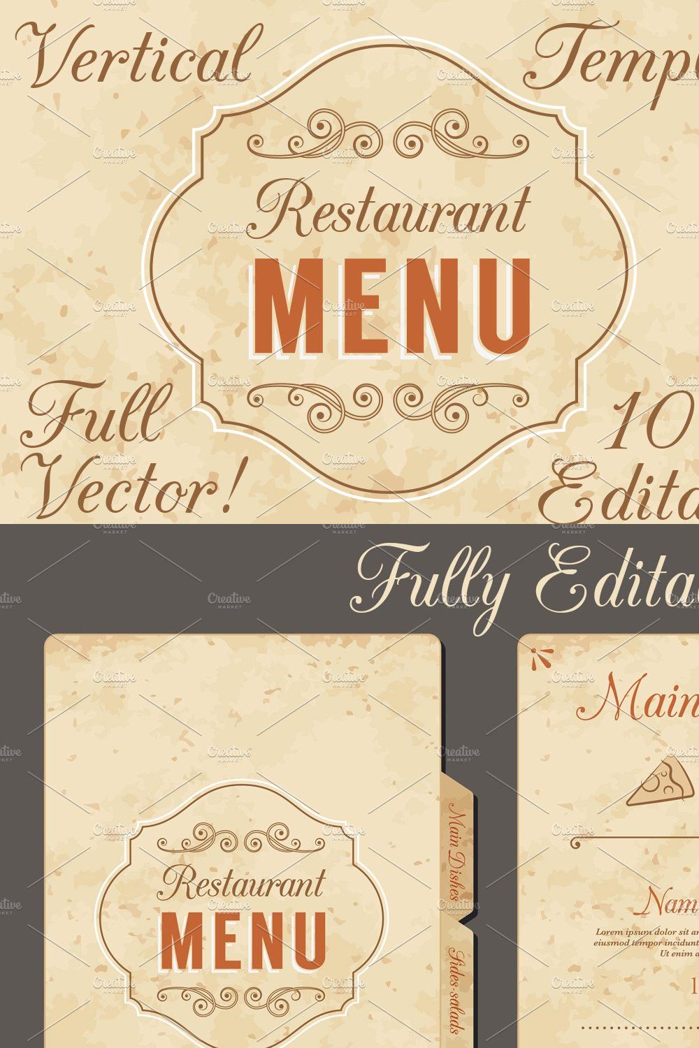 Vector Vertical Menu Template pinterest preview image.