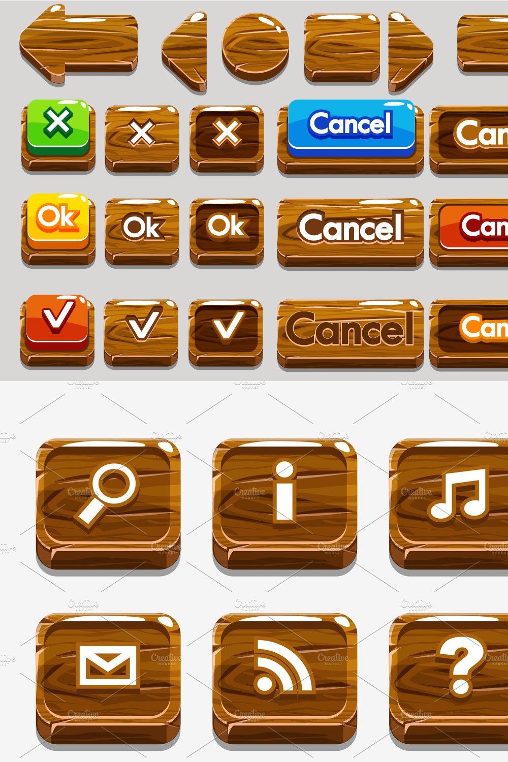 Vector Wood Push buttons pinterest preview image.