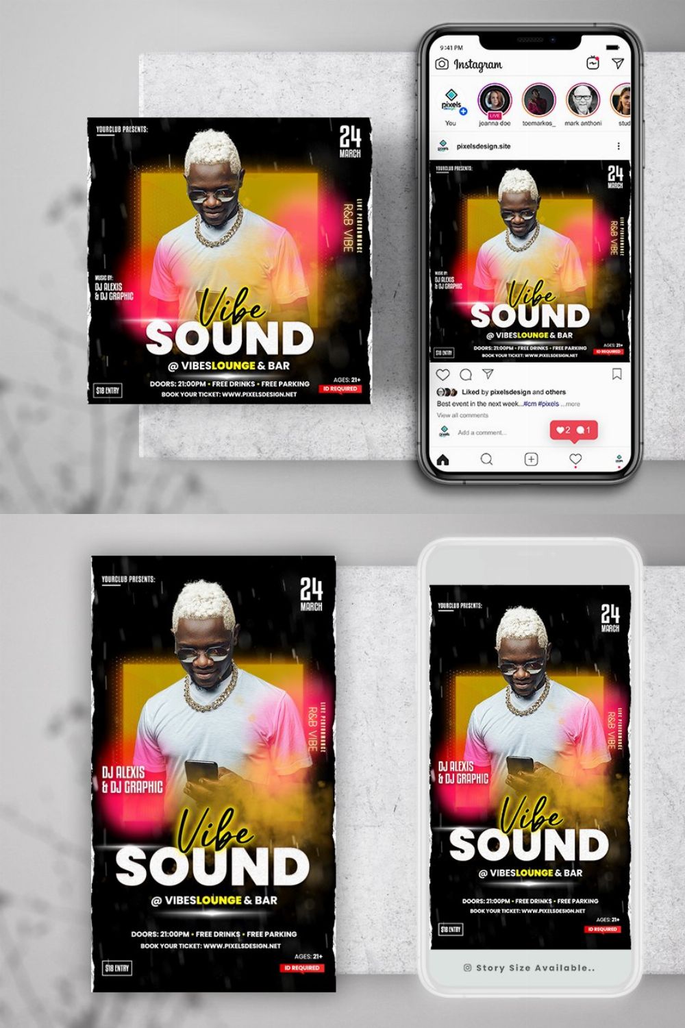 Vibe Sound DJ Instagram Banners pinterest preview image.