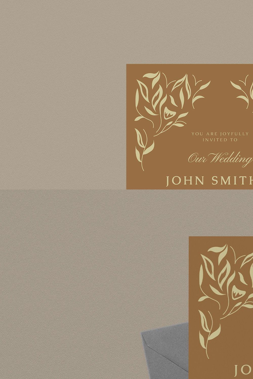 Vintage Leaf Wedding Invitation pinterest preview image.