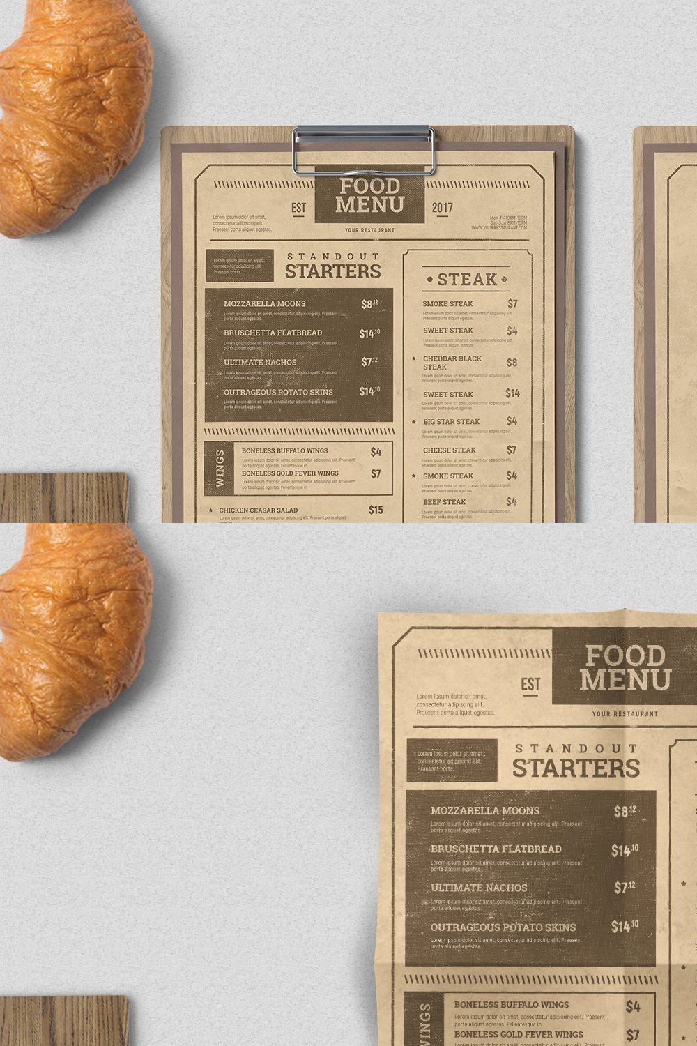 Vintage Menu pinterest preview image.