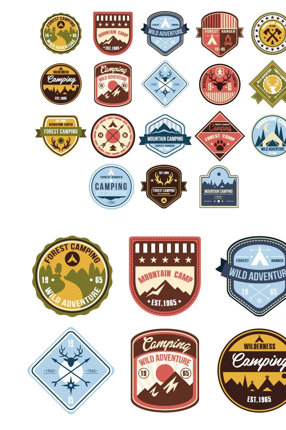 Vintage outdoor camp badges and logo pinterest preview image.