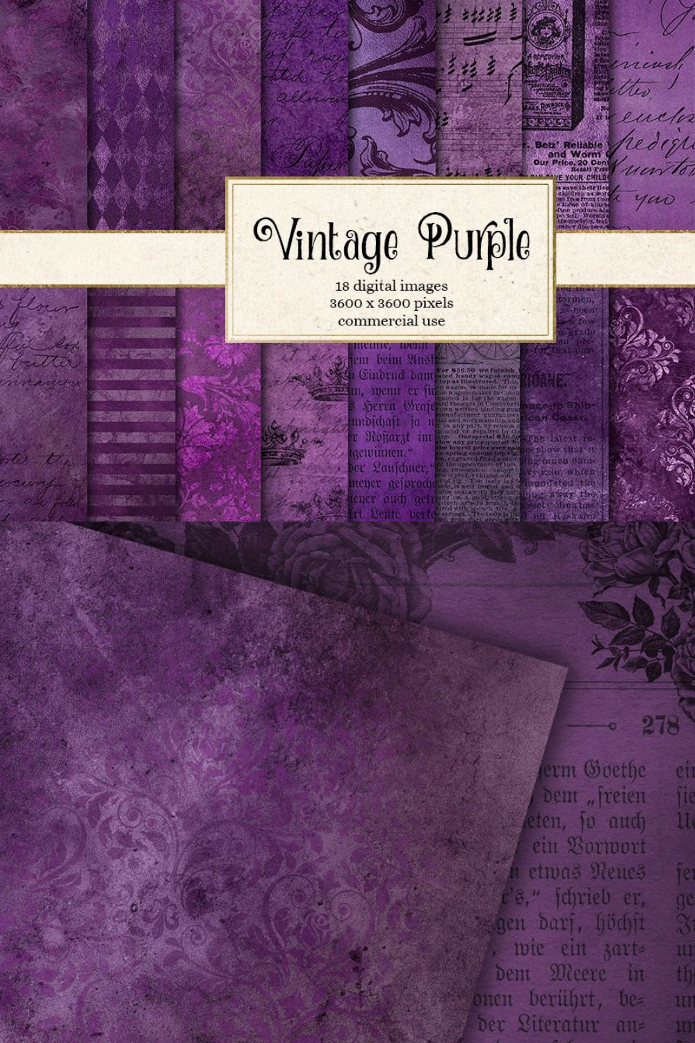 Vintage Purple Textures pinterest preview image.