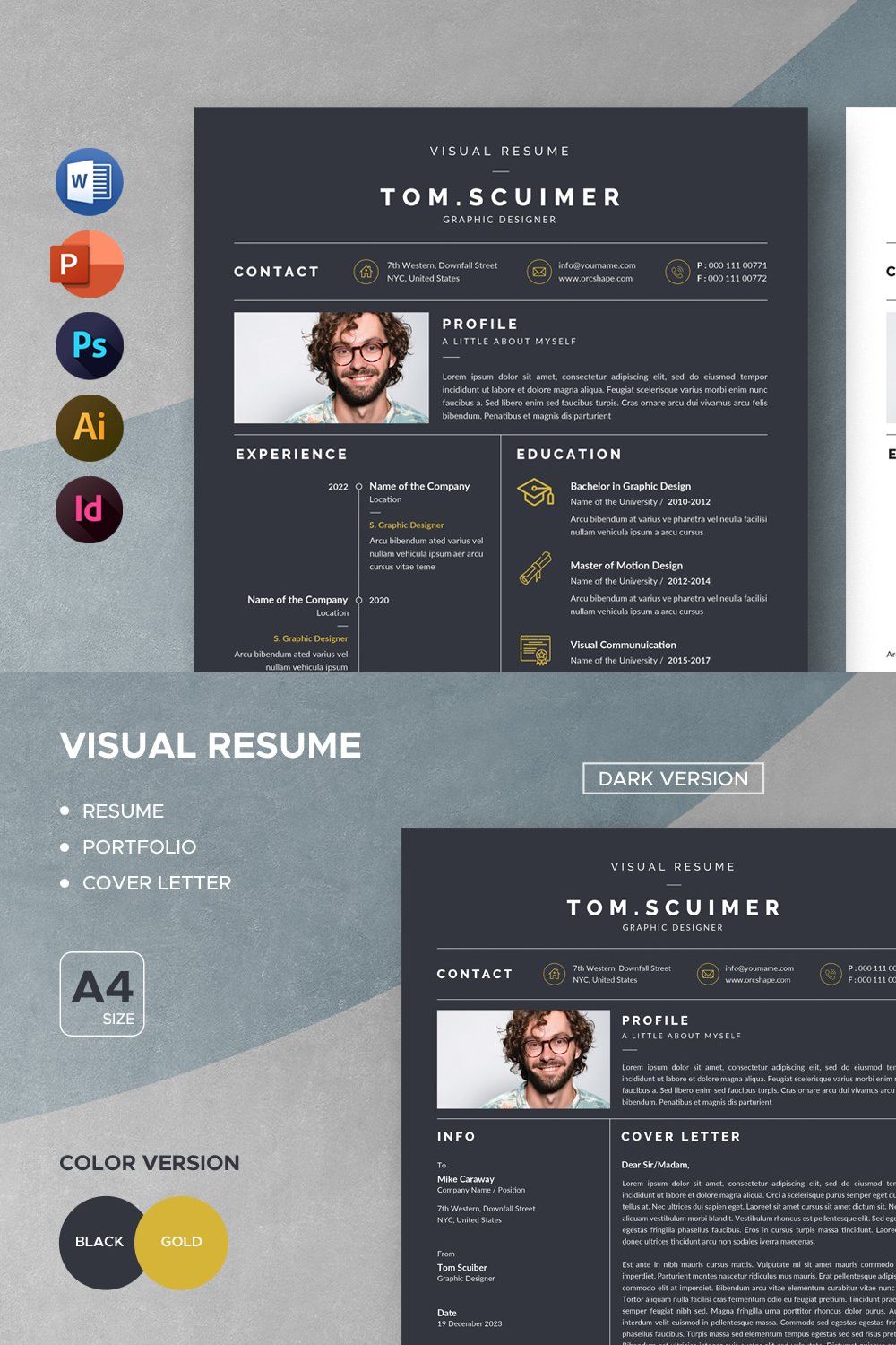 Visual Resume pinterest preview image.