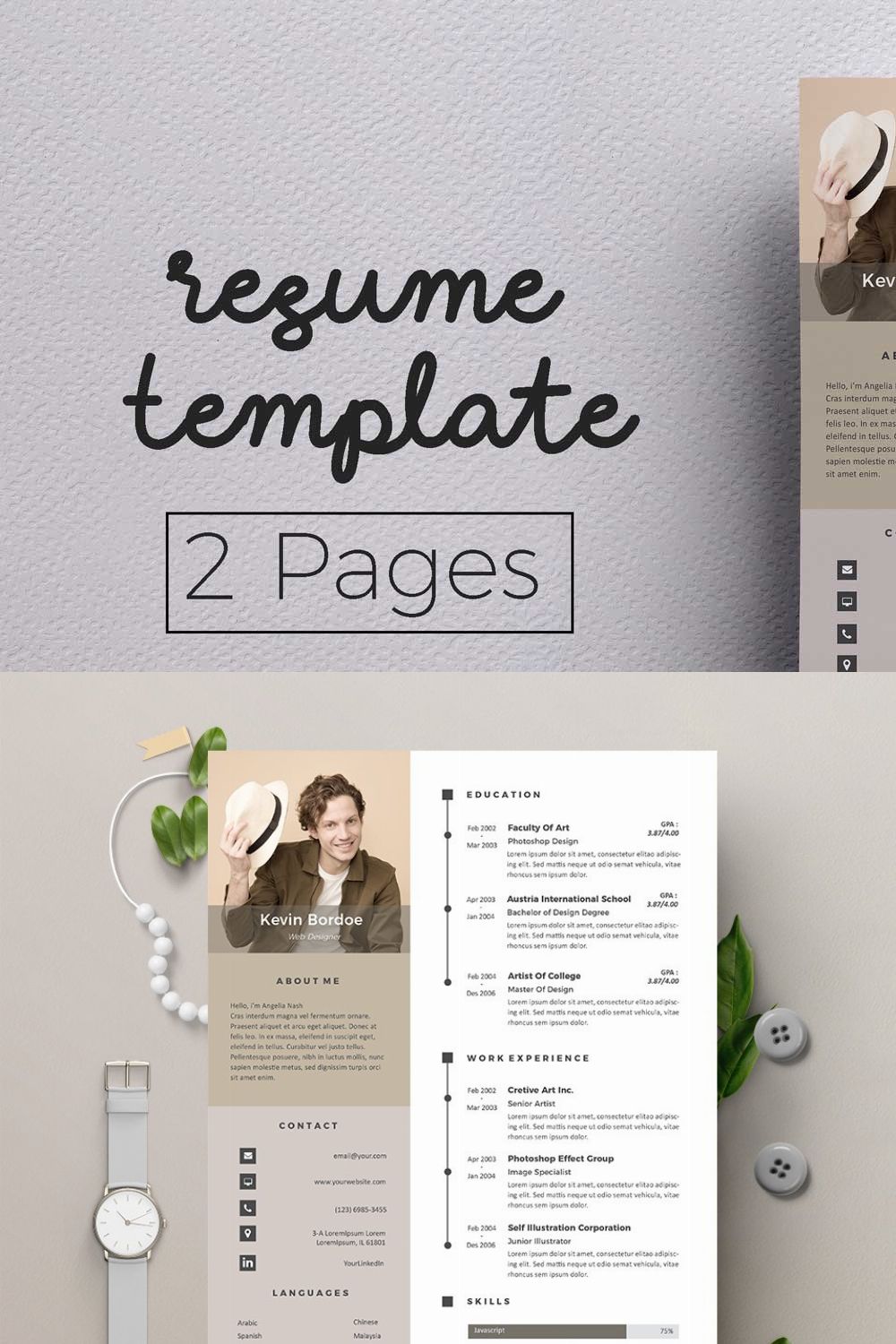 Vol.28 Resume & CV Template pinterest preview image.