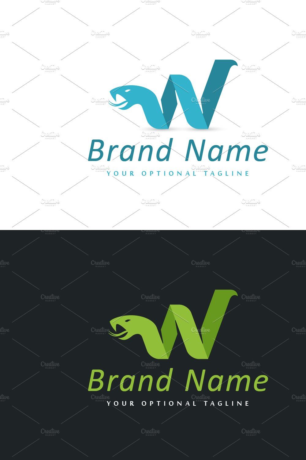 W Abstract Snake Logo pinterest preview image.