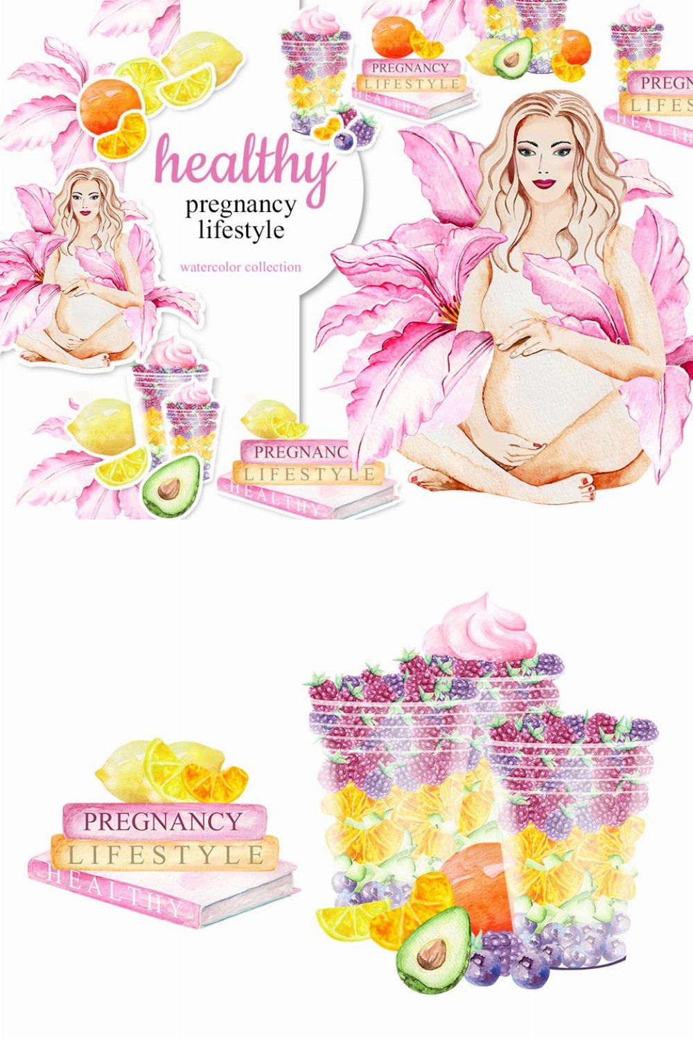 Watercolor Healthy Pregnancy pinterest preview image.
