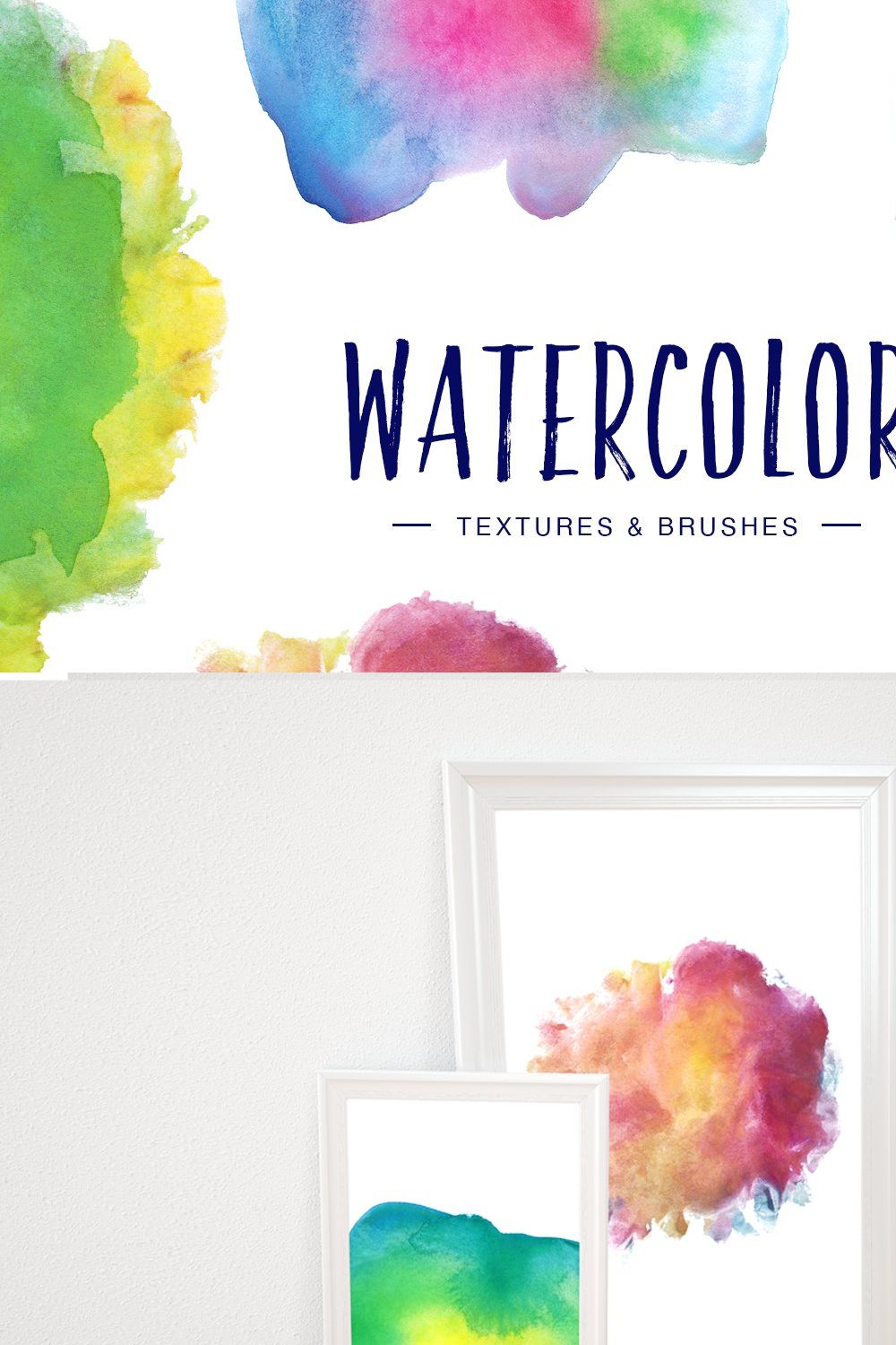 Watercolor Textures & Brushes pinterest preview image.