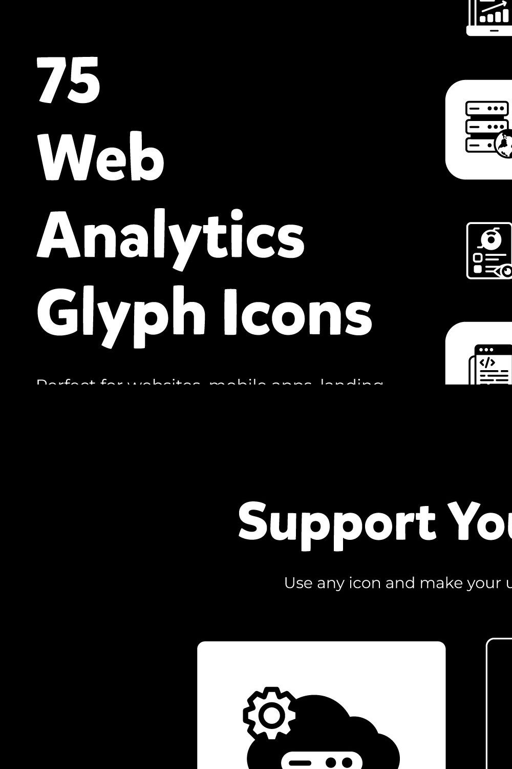 Web Analytics Solid Icons Pack pinterest preview image.