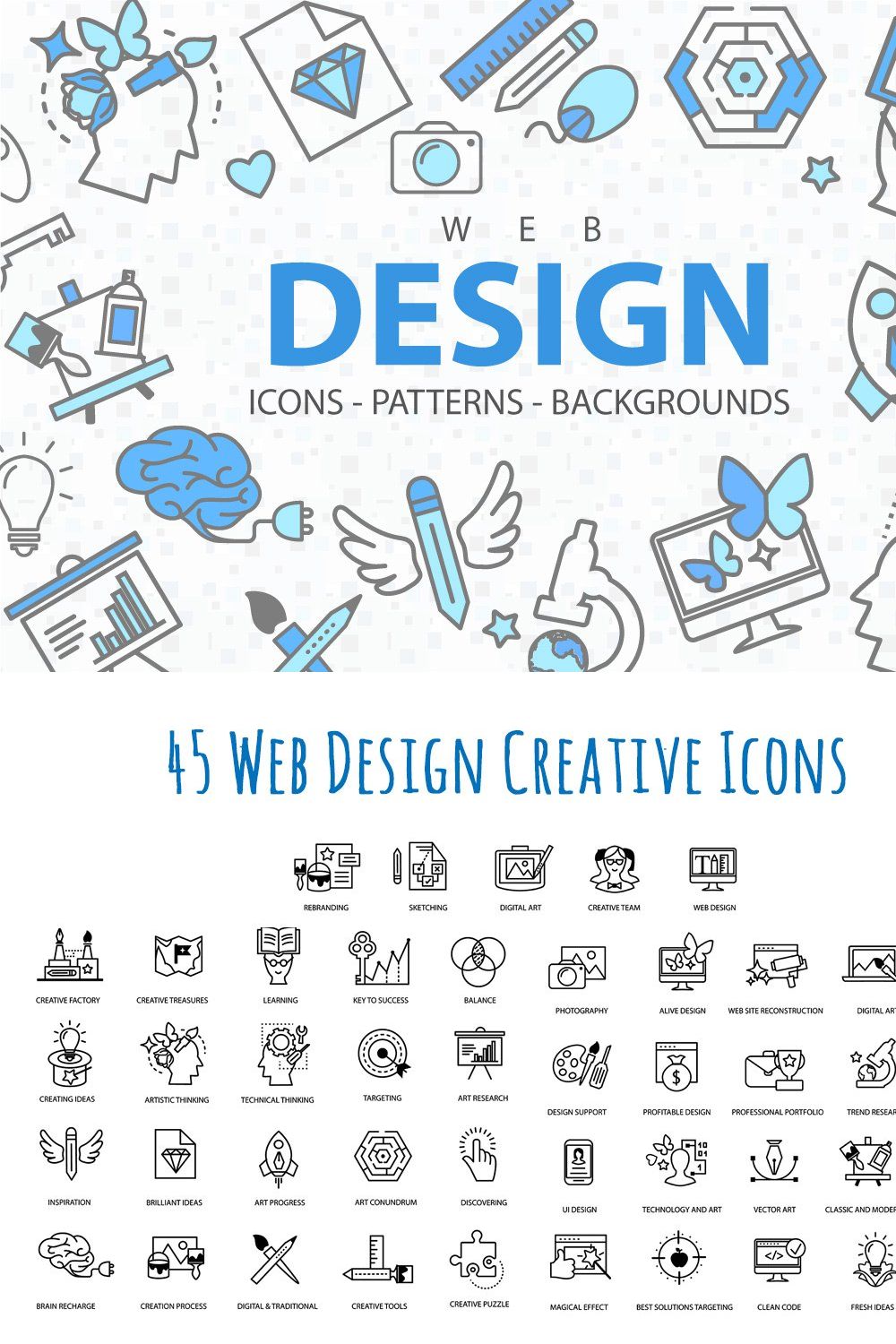 Web Design: Icons, Patterns and More pinterest preview image.