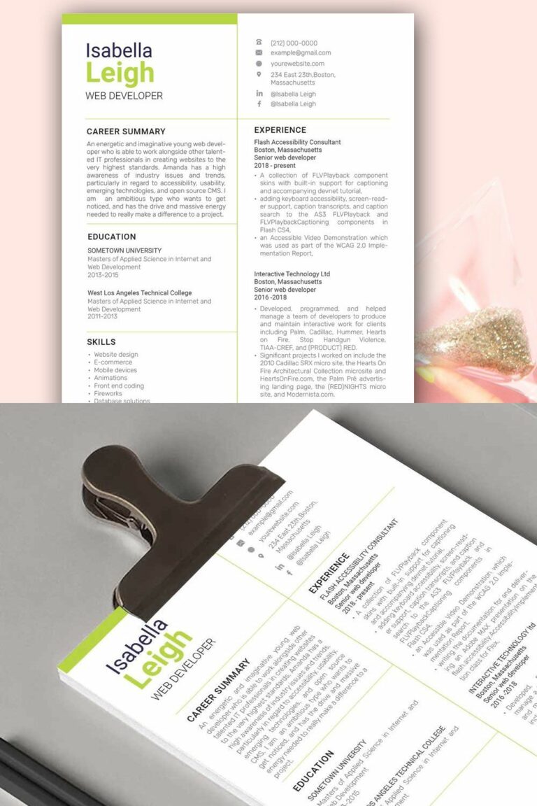 Web Developer Resume/CV Template – MasterBundles