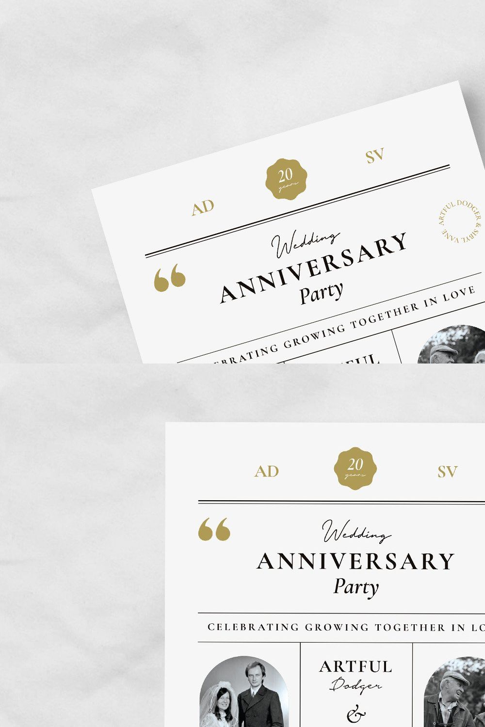 Wedding Anniversary Party Invitation pinterest preview image.