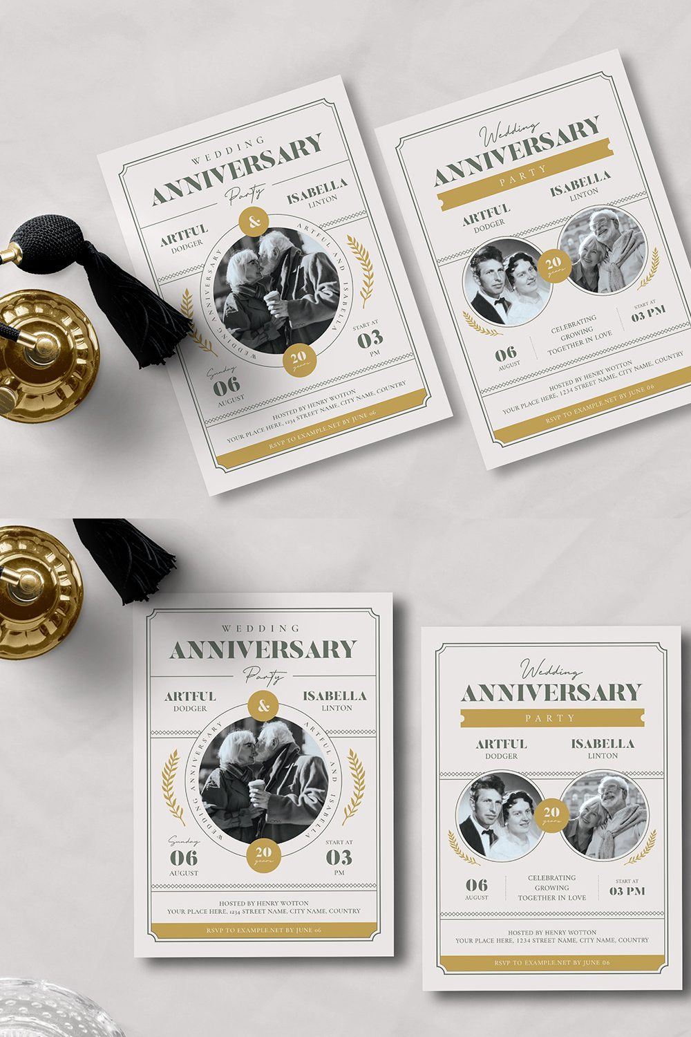 Wedding Anniversary Party Invitation pinterest preview image.
