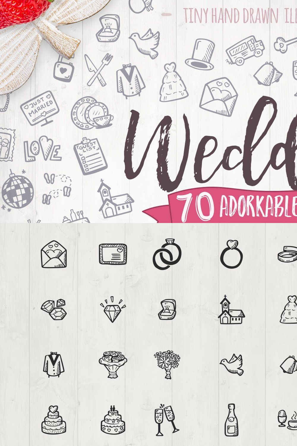 Wedding - Hand Drawn Icons pinterest preview image.