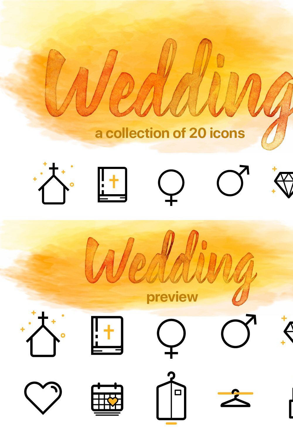Wedding Icons pinterest preview image.