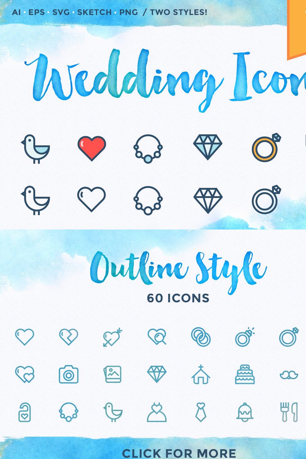 WEDDING ICONS pinterest preview image.