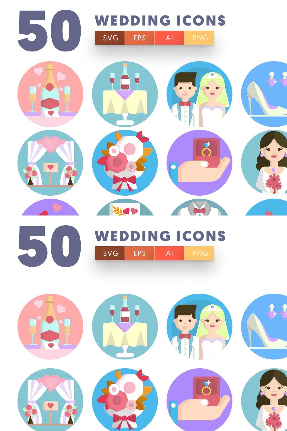 Wedding Icons pinterest preview image.
