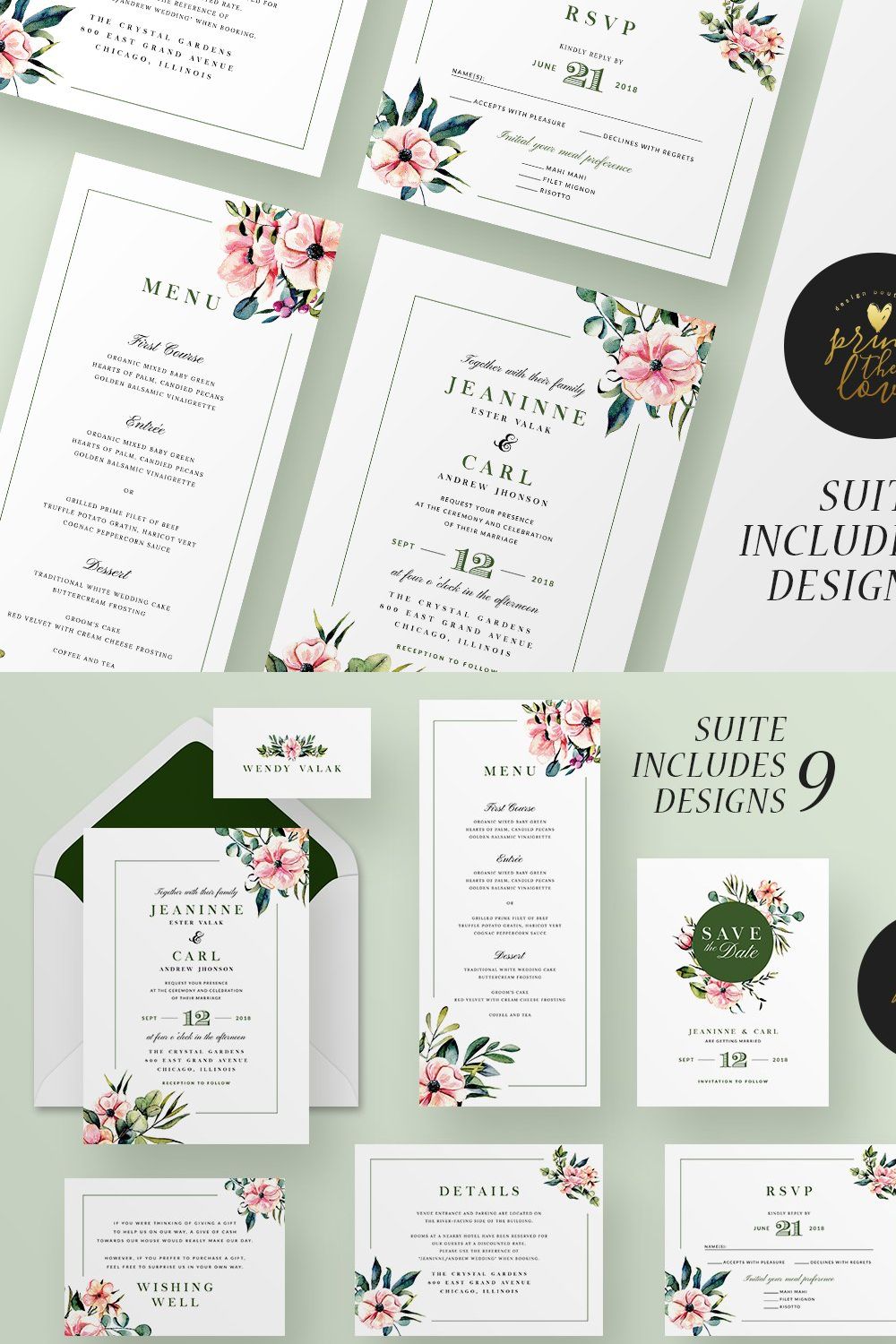 Wedding Invitation Suite - Jeaninne pinterest preview image.