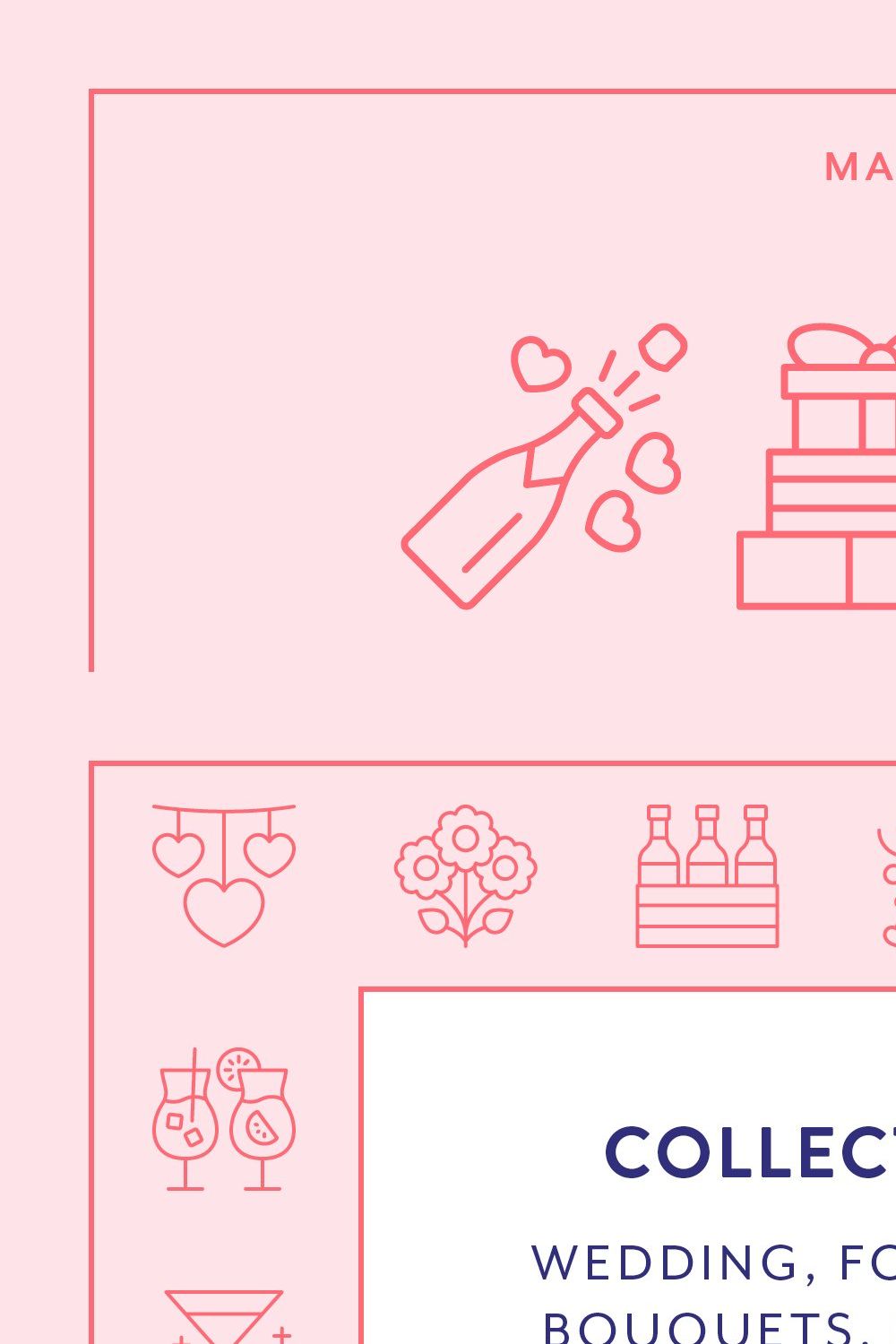 Wedding Line Icons pinterest preview image.