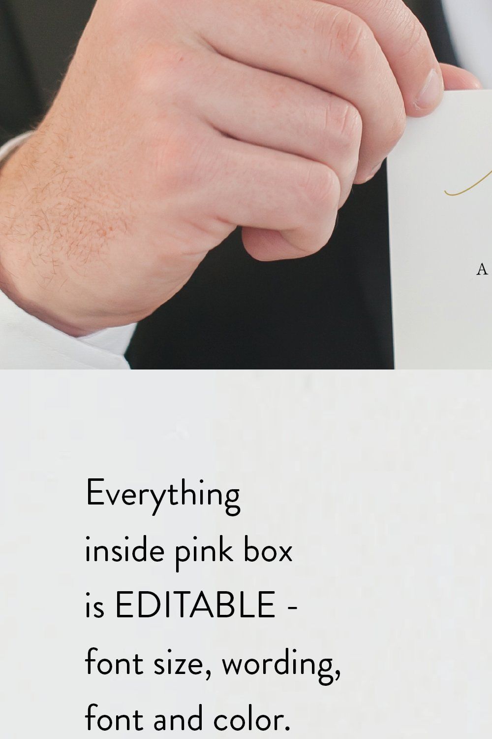 Wedding Menu - Editable PDF pinterest preview image.