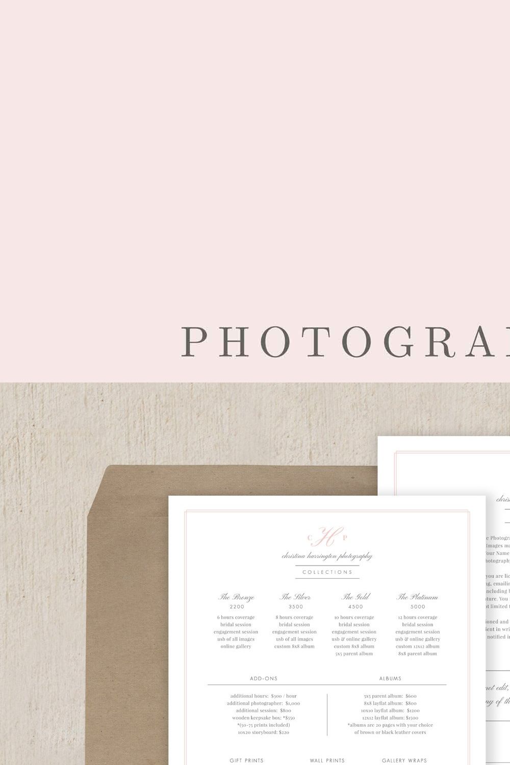 Wedding Photographer Contract Form pinterest preview image.