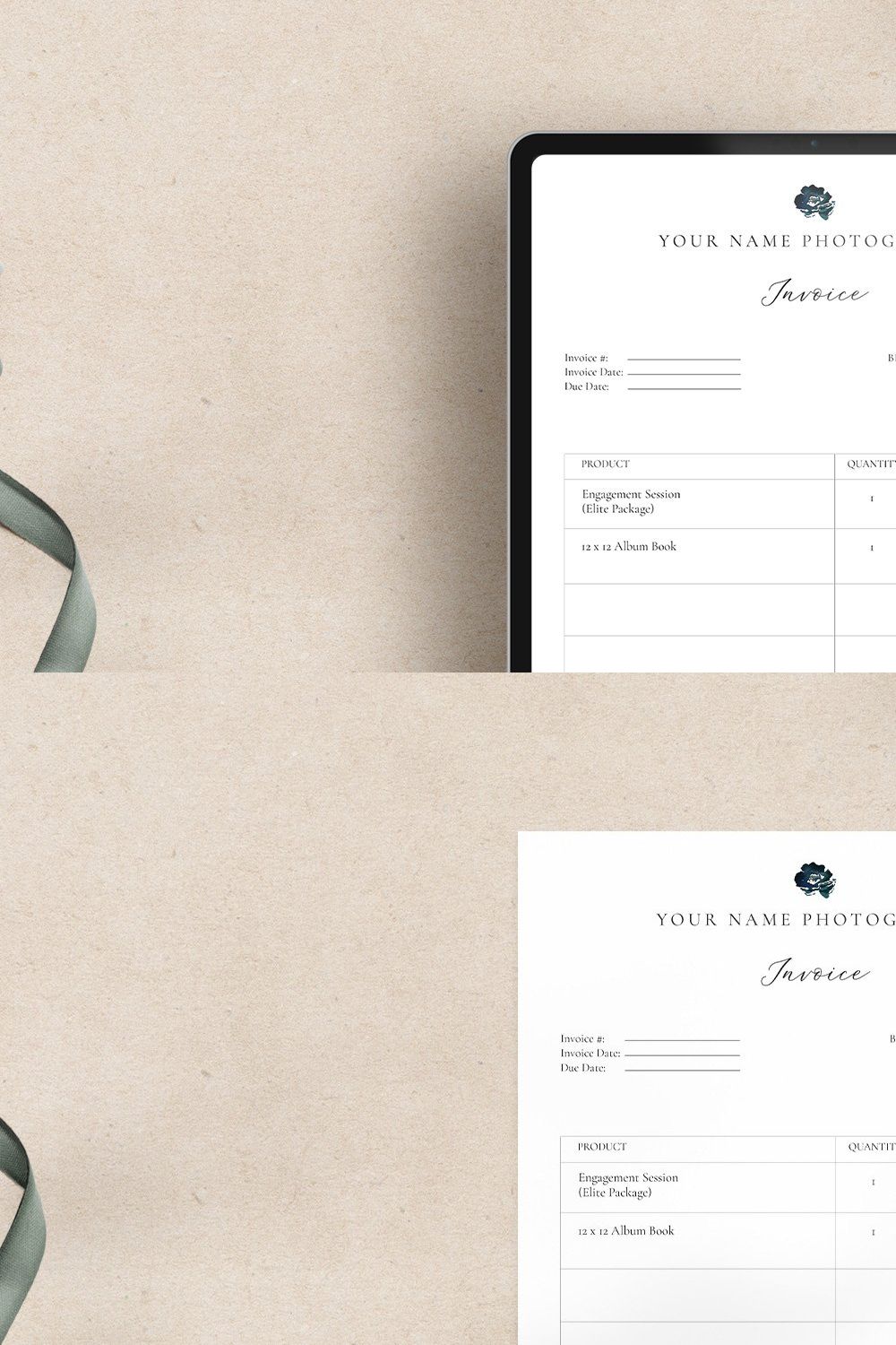 Wedding Photography invoice IN002 pinterest preview image.