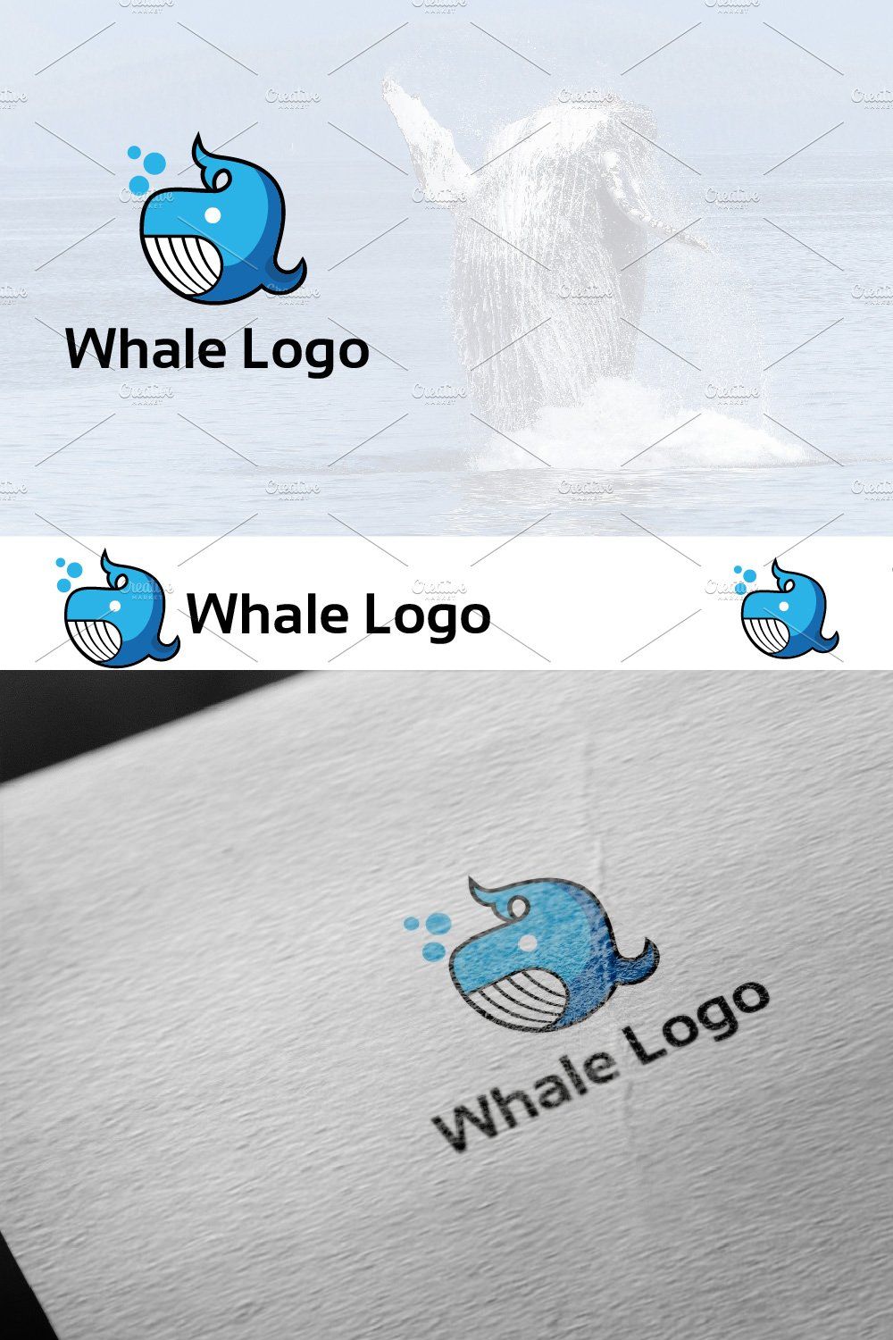 Whale Underwater Ocean Animal Logo pinterest preview image.