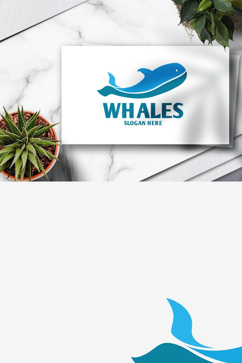 Whales Logo pinterest preview image.