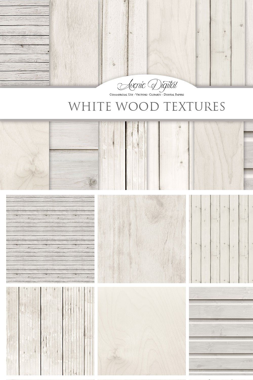 White Wood Digital Paper pinterest preview image.