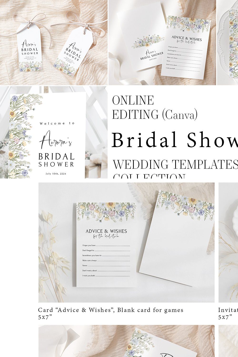 Wildflower Bridal Shower Templates pinterest preview image.
