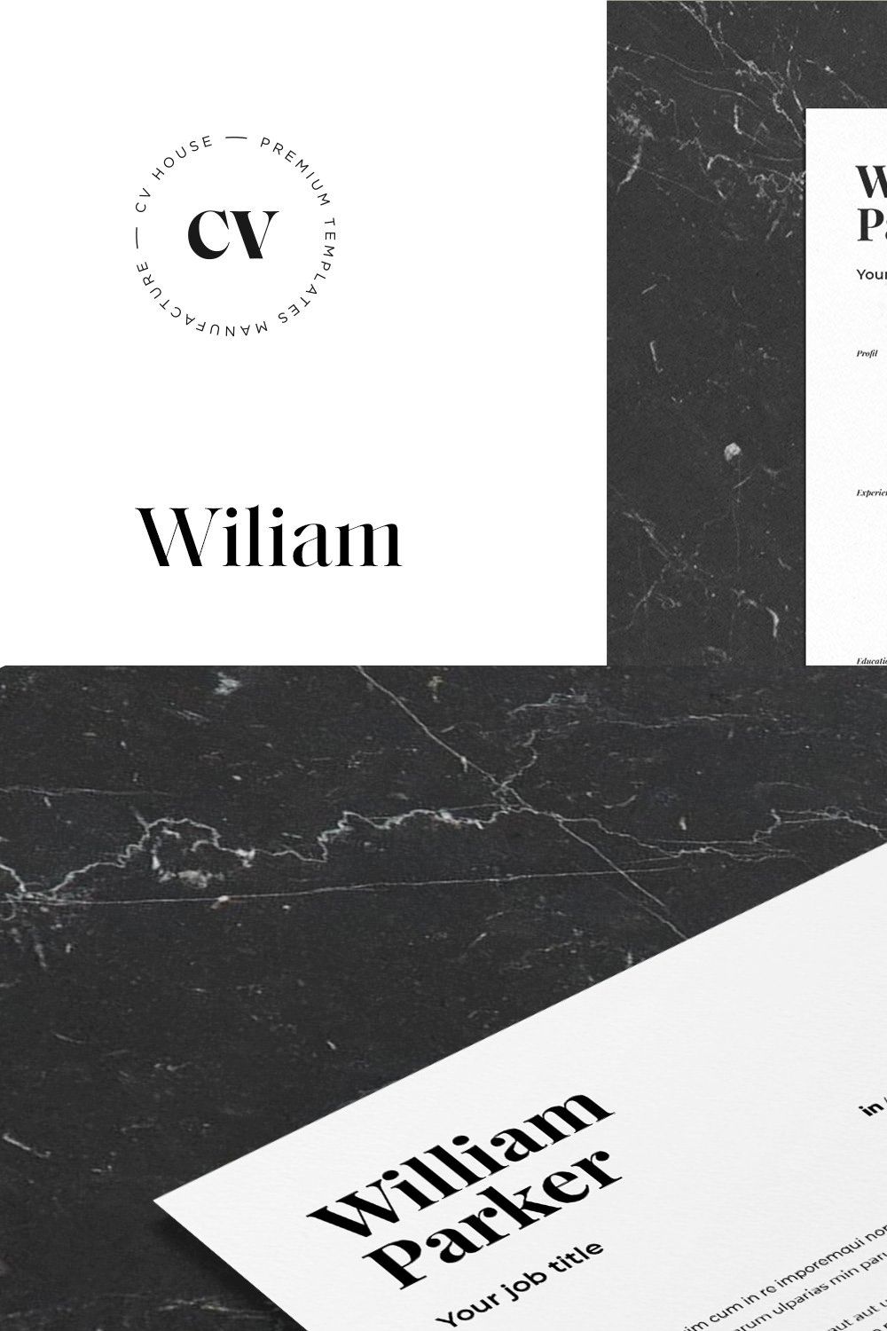 William | CV / resume template pinterest preview image.