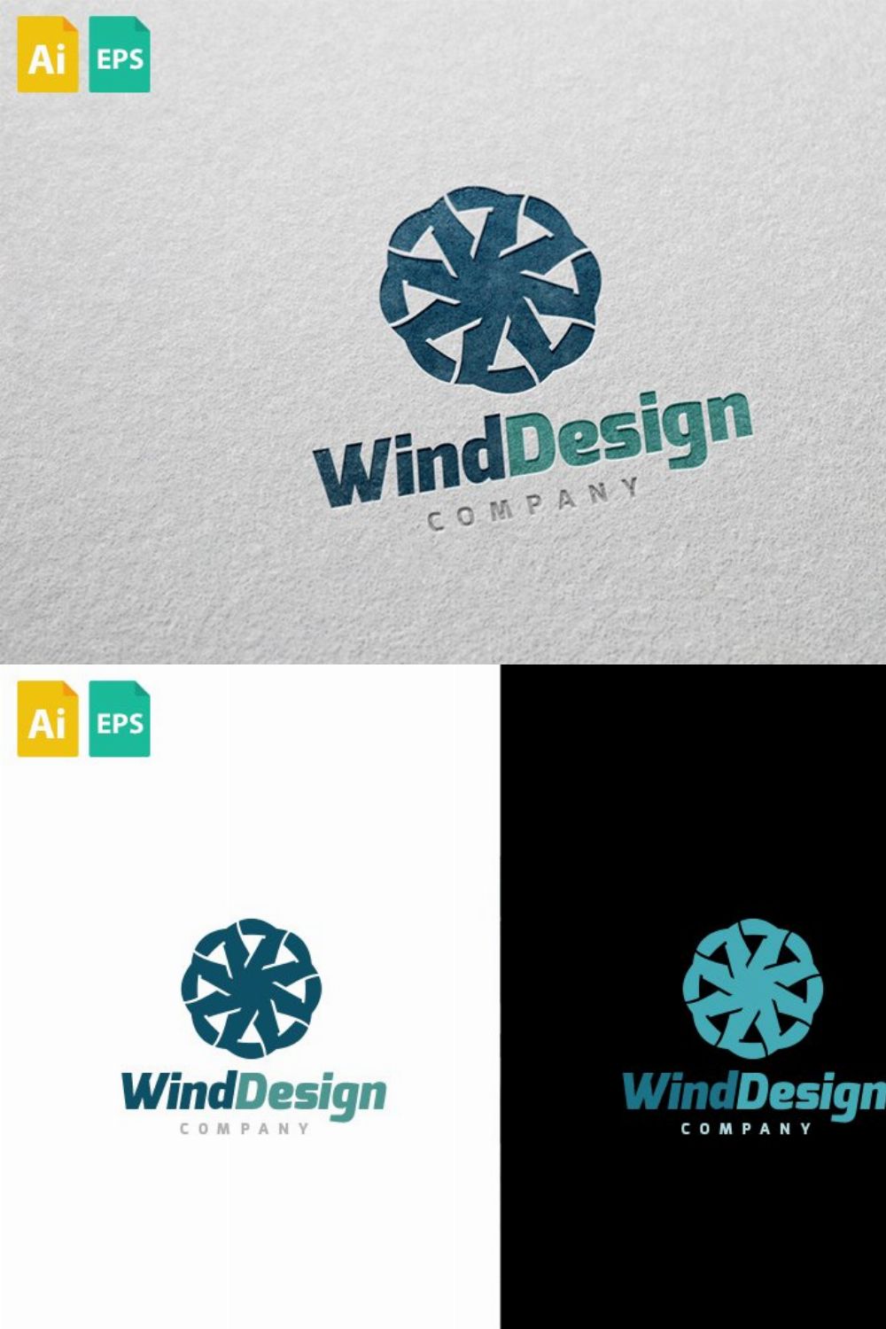 Wind Design Logo pinterest preview image.