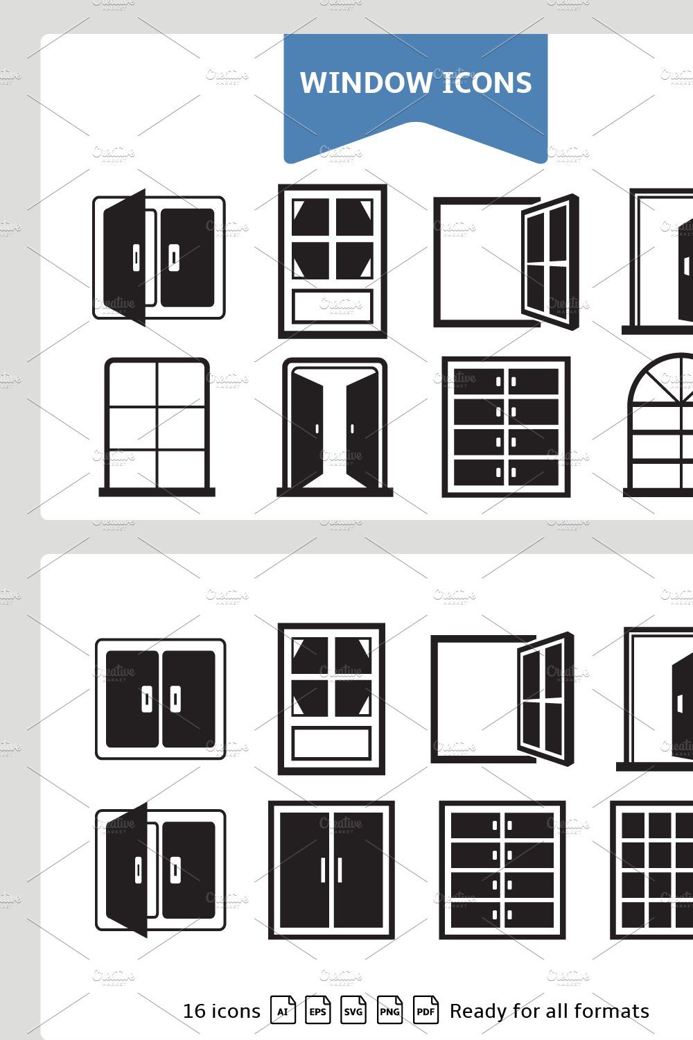 Window Icons Set pinterest preview image.