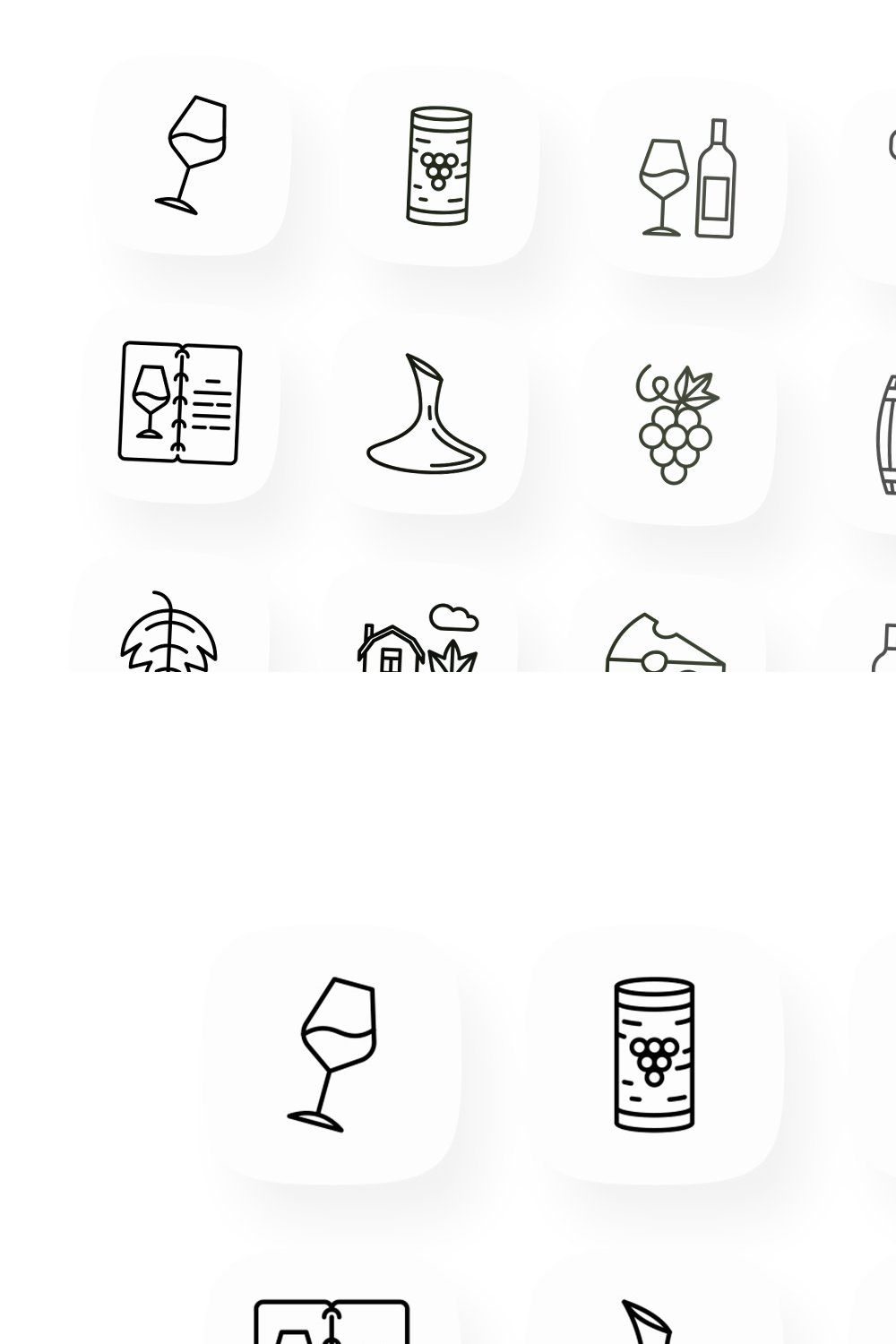 Wine 16 Thin Line Icons Set pinterest preview image.